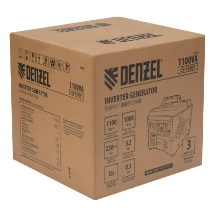 Генератор инверторный DENZEL GS-1100iF 94706, 1,1 кВт, 230 В, ручной старт купить в Надыме