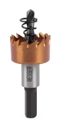 HSS-TiN коронка MESSER  21мм с центр. сверлом и толкающей пружиной для  лист. материала  до 2 мм ц/х