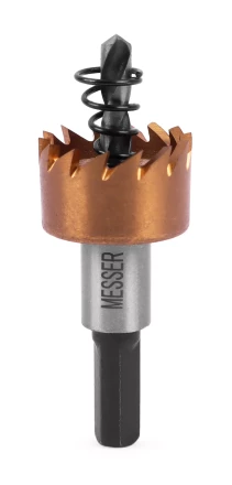HSS-TiN коронка MESSER  21мм с центр. сверлом и толкающей пружиной для  лист. материала  до 2 мм ц/х купить в Надыме