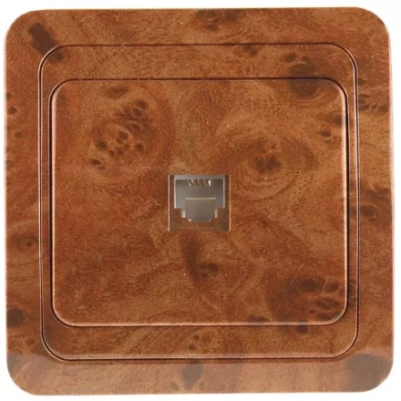 Розетка СВЕТОЗАР "ГАММА" телефонная, одинарная, цвет орех SV-54117-N купить в Надыме