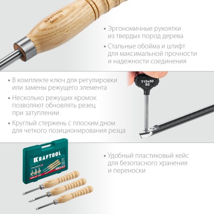 Набор профессиональных ручных резцов по дереву KRAFTOOL 18369 купить в Надыме