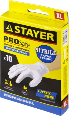Перчатки STAYER "PROFI" нитриловые экстратонкие, XL, 10шт 11204-XL купить в Надыме