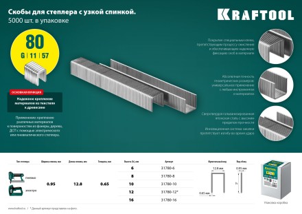 Скобы тип 21GA (80 / Pr A / Senco AT) 5000 шт 31780-6 купить в Надыме