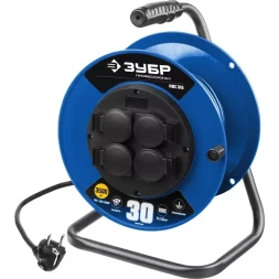 Удлинитель на катушке "ПВС 315", 30 м, 3500 Вт, 4 гнезда, IP44, ПВС 3х1,5 кв мм, ЗУБР 55081-30