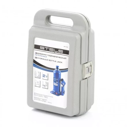 Домкрат гидравлический бутылочный 2 т h подъема 178-338 мм в пластиковом кейсе Stels 51172 купить в Надыме