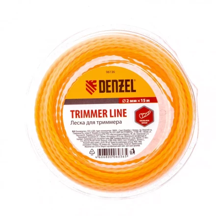Леска для триммера овальная витая 2,0 мм х 15 м блистер Россия Denzel 96136 купить в Надыме