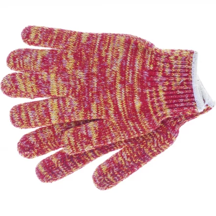 Перчатки трикотажные усиленные гелевое ПВХ-покрытие 7 класс красно-желтый меланж Сибртех 68181 купить в Надыме