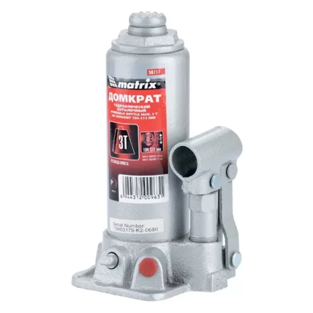 Домкрат гидравлический бутылочный 3 т h подъема 194–372 мм  MATRIX MASTER 50717 купить в Надыме