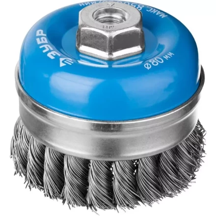 ЗУБР "ПРОФЕССИОНАЛ". Щетка чашечная усиленная для УШМ, плетеные пучки стальной проволоки 0,5мм, 80ммхМ14 3527-080_z02 купить в Надыме