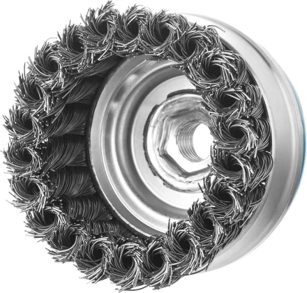 ЗУБР "ПРОФЕССИОНАЛ". Щетка чашечная усиленная для УШМ, плетеные пучки стальной проволоки 0,5мм, 80ммхМ14 3527-080_z02 купить в Надыме