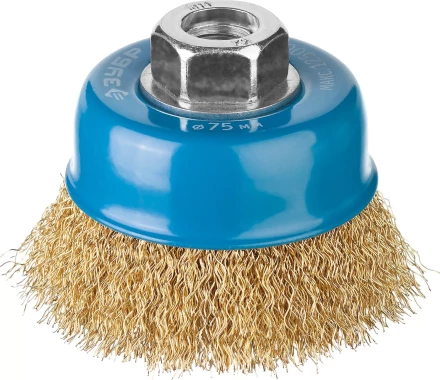 ЗУБР "ПРОФЕССИОНАЛ". Щетка чашечная для УШМ, витая латунированная стальная проволока 0,3мм, 75ммхМ14 3526-075_z02 купить в Надыме