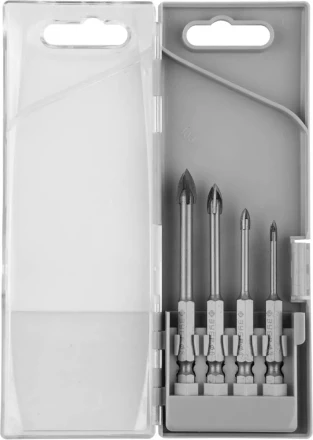 Набор ЗУБР "ПРОФЕССИОНАЛ": Сверла по кафелю, керамике, с четырьмя режущими лезвиями 3, 4, 6, 8 мм, 4 шт 29845-H4_z01 купить в Надыме