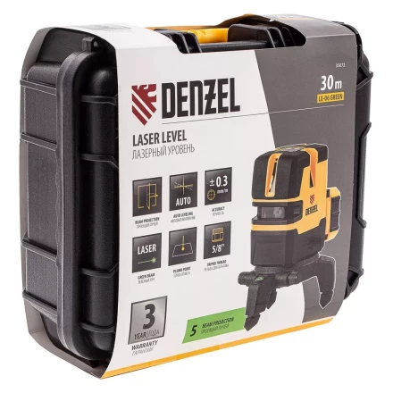 Лазерный уровень LX 06 Green, 30 м, 520 нм, аккумулятор Li 5200 mAh, резьба 5/8" Denzel 35072 купить в Надыме