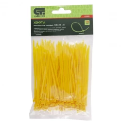 Хомуты 100х2,5 мм пластиковые желтые 100 штук СИБРТЕХ 45505