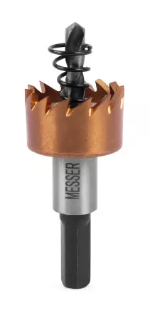 HSS-TiN коронка MESSER  23мм с центр. сверлом и толкающей пружиной для  лист. материала  до 2 мм ц/х купить в Надыме