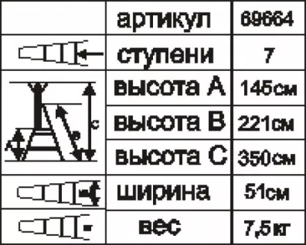 Стремянка стальная &quot;Энкор&quot; 7 ступеней 69664 купить в Надыме