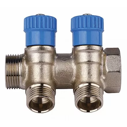 Коллектор GENERAL FITTINGS для холодной воды, вентили, никелированная латунь, вход 3/4&quot; - 4 выхода 1/2&quot; 51046-3/4-1/2-CT4 купить в Надыме