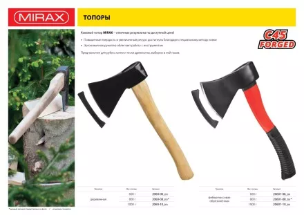 Топор MIRAX кованый с деревянной рукояткой, 600г 2060-06_z01 купить в Надыме