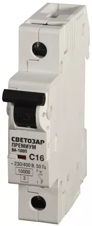 Выключатель автоматический СВЕТОЗАР &quot;ПРЕМИУМ&quot; 1-полюсный, 10 A, &quot;C&quot;, откл. сп. 10 кА, 230 / 400 В SV-49031-10-C купить в Надыме
