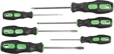 Набор URAGAN: Отвертки с двухкомпонентной рукояткой, SL3x75, 5x100, 6x100. PH0x75, 1x100, 2x100, 6 предм 25188-H6 купить в Надыме