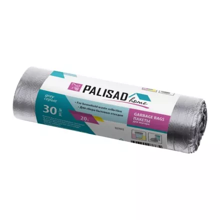 Пакеты для мусора 20 л x 30 шт. серые, Home Palisad 927015 купить в Надыме