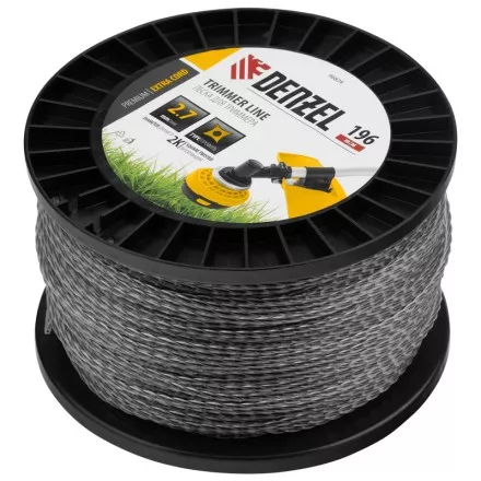 Леска для триммера двухкомпонентная витой квадрат, 2,7мм х 196м, на DIN катушке EXTRA CORD// Denzel 96824 купить в Надыме