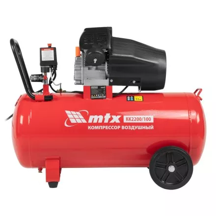 Компрессор воздушный MTX КК-2200/100, 2,2 кВт, 350 л/мин, 100 л, прямой привод, масляный купить в Надыме