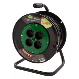 Удлинитель силовой 50 м Сибртех 95855, 10А, тип УХ10, ПВС, на кабельной катушке, 4 розетки без заземления