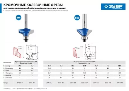 Фреза кромочная калевочная(фасочная) №9 с подшипником 127мм серия ПРОФЕССИОНАЛ купить в Надыме