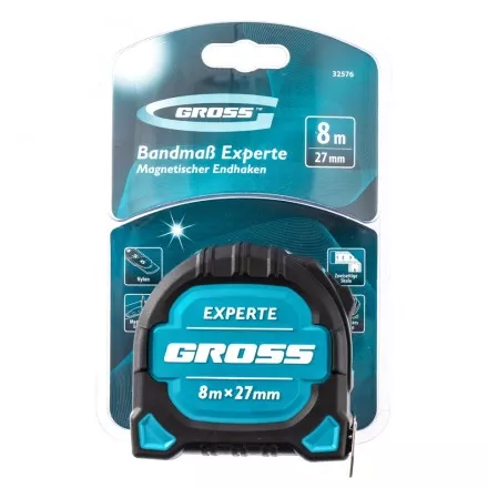 Рулетка нейлон Experte 8м x 27мм двухкомпон. корпус магнит двухстор. Разметка Gross 32576 купить в Надыме