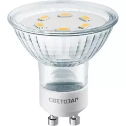 Лампа СВЕТОЗАР светодиодная &quot;LED technology&quot;, цоколь GU10, яркий белый свет (4000К), 220В, 3Вт (25) 44565-25_z01