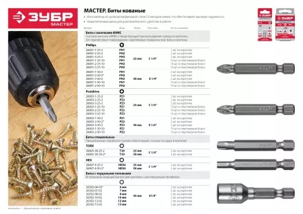 ЗУБР 2 шт, PH1, 25 мм, кованые биты (26001-1-25-2) купить в Надыме