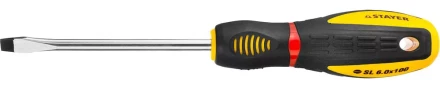 Отвертка STAYER &quot;PROFI&quot; &quot;PROTech&quot;, двухкомп рукоятка, намагниченная, Cr-Mo, SL6,0x100мм 25131-06-10_z02 купить в Надыме