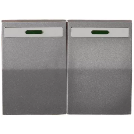 Выключатель СВЕТОЗАР "ЭФФЕКТ" двухклавишный, с эффектом свечения, без вставки и рамки, светло-серый металлик, 10A/~250B SV-54435-SM купить в Надыме