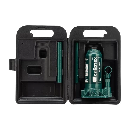 Домкрат гидравлический бутылочный Сибртех 50814, 5 т, 180-340 мм, в пласт. кейсе купить в Надыме