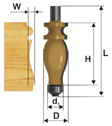 Фреза кромочная фигурная Ф25,4Х42,9 мм хвостовик 12 мм Энкор 46414 купить в Надыме