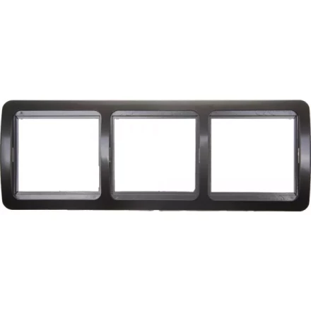 Панель СВЕТОЗАР "ГАММА" накладная, горизонтальная, цвет темно-серый металлик, 3 гнезда SV-54148-DM купить в Надыме