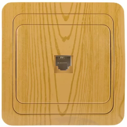 Розетка СВЕТОЗАР "ГАММА" телефонная, одинарная, цвет ольха SV-54117-A купить в Надыме