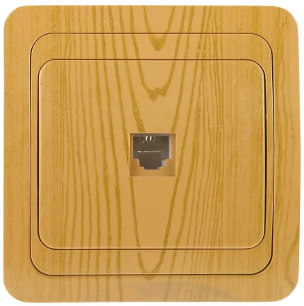 Розетка СВЕТОЗАР "ГАММА" телефонная, одинарная, цвет ольха SV-54117-A купить в Надыме