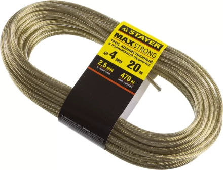 Трос хозяйственный STAYER "MASTER", стальной в полимерной оболочке, 20 метров, 4,0мм 50145-4 купить в Надыме