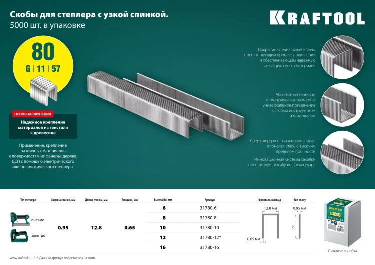 Скобы тип 21GA (80 / Pr A / Senco AT) 5000 шт 31780-8 купить в Надыме