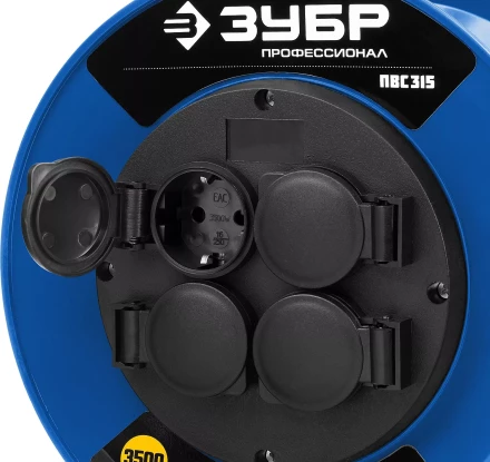 Удлинитель на катушке "ПВС 315", 40 м, 3500 Вт, 4 гнезда, IP44, ПВС 3х1,5 кв мм, ЗУБР 55081-40 купить в Надыме