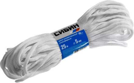 Шнур хозяйственный СИБИН, полиэфирный, длина 25 м, диаметр - 5мм 50265 купить в Надыме