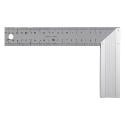 Угольник стальной 250 мм, нержавеющая сталь, градуировка, алюминиевое основание Denzel 32396 купить в Надыме
