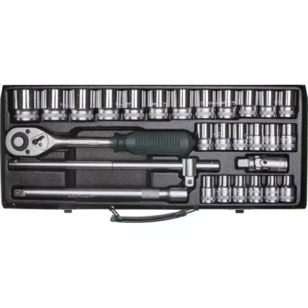 Набор торцовых головок KRAFTOOL "INDUSTRIE QUALITAT" (1/2") универсальный, Cr-V, металлический кейс, 28 предметов 27892-H28_z01 купить в Надыме