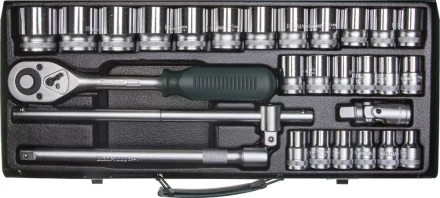 Набор торцовых головок KRAFTOOL "INDUSTRIE QUALITAT" (1/2") универсальный, Cr-V, металлический кейс, 28 предметов 27892-H28_z01 купить в Надыме