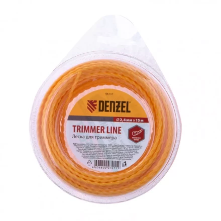 Леска для триммера овальная витая 2,4 мм х 15 м блистер Россия Denzel 96137 купить в Надыме