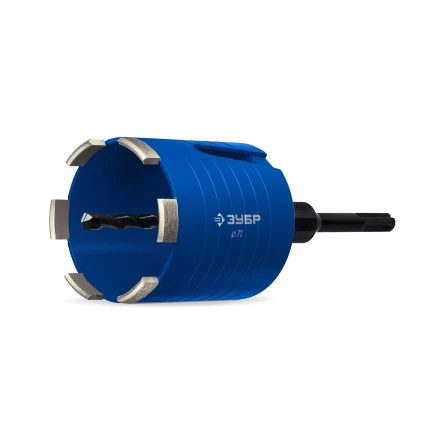 ЗУБР АСК d 72 мм (М16, рабочая глубина 75 мм, лазерная сварка), алмазная сегментная коронка для подрозетников, Профессионал (29875-72) купить в Надыме