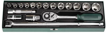 Набор торцовых головок KRAFTOOL "INDUSTRIE QUALITAT" (1/2") универсальный, Cr-V, металлический кейс, 18 предметов 27892-H18 купить в Надыме