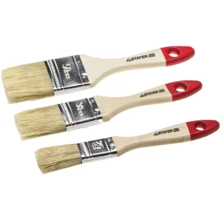 Набор STAYER "STANDARD" "UNIVERSAL": Кисти, светлая натуральная щетина, деревянная ручка, 3шт: 25, 38, 50мм 0161-H3_z01 купить в Надыме